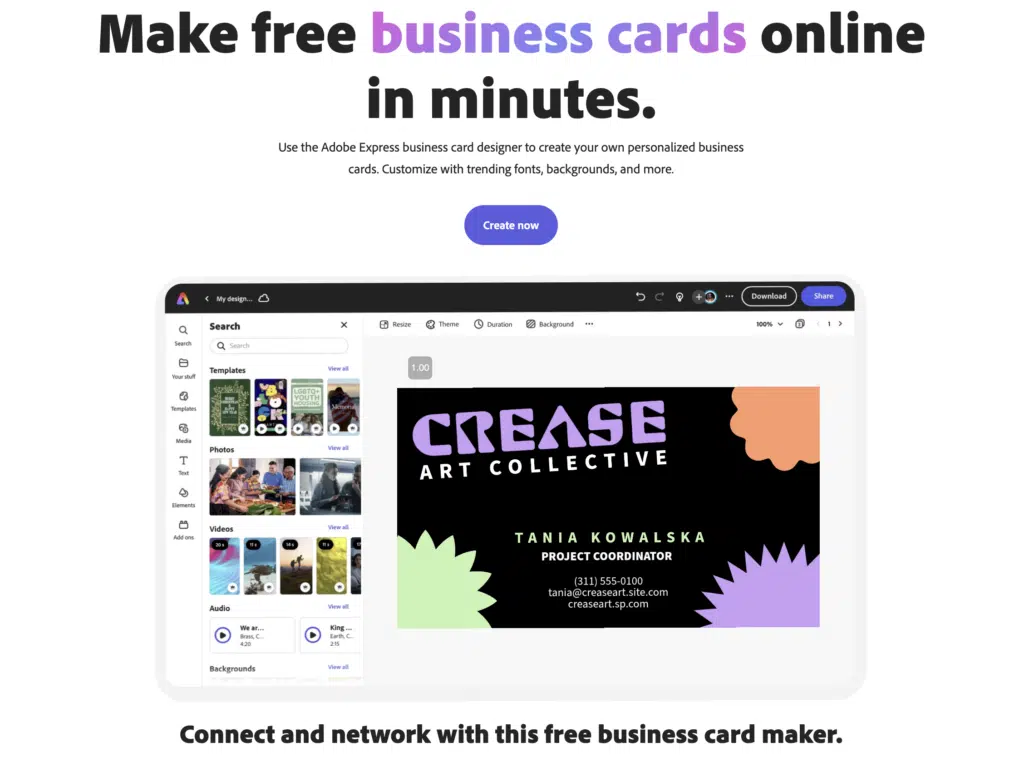 Adobe Express Business Card Maker